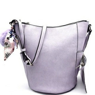 Lavendar Bucket Purse w/Pom Pom
